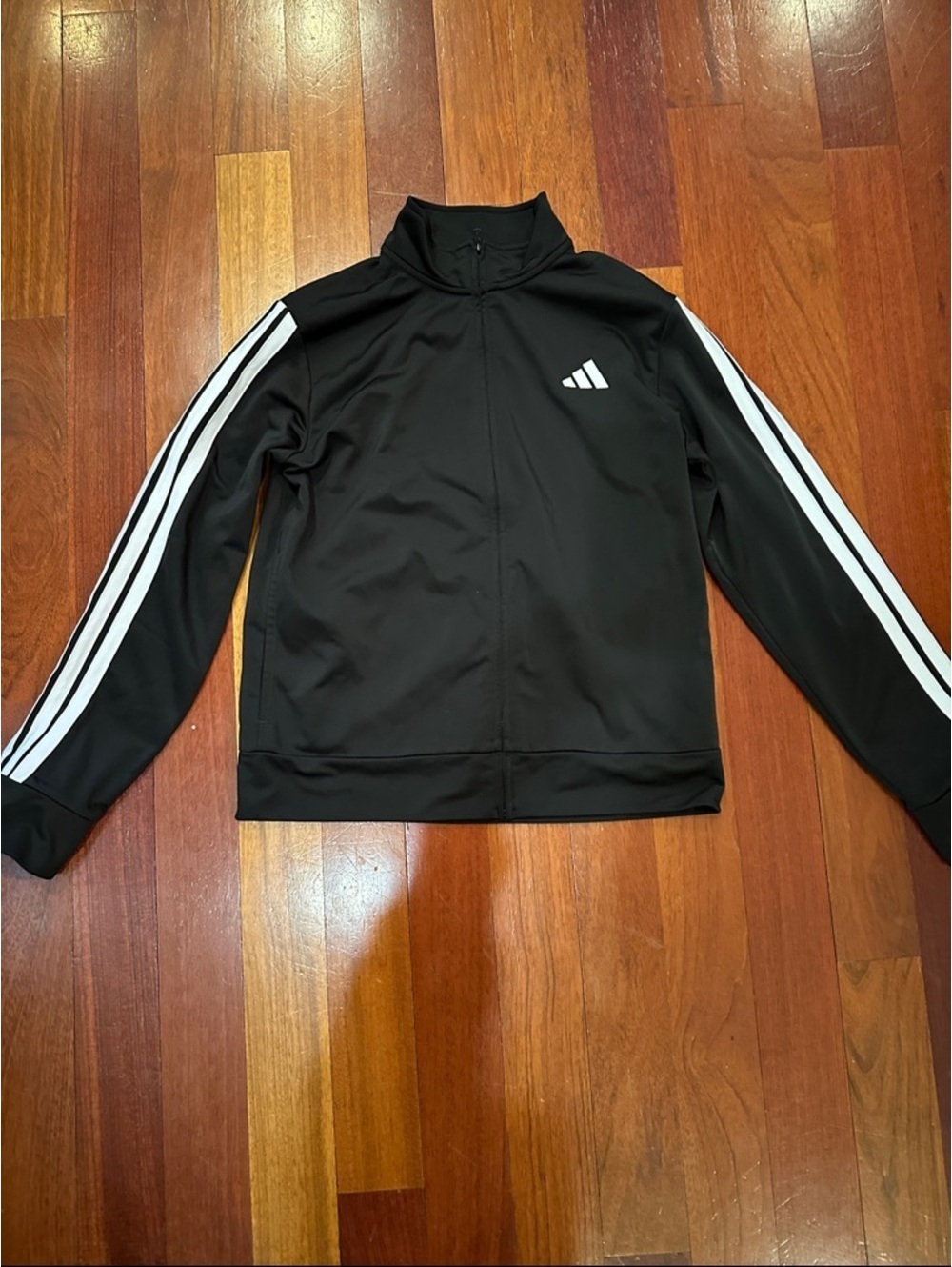 adidas Black Jacket with White Stripes Kids Sweatshirt